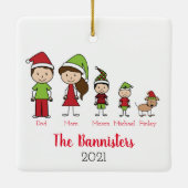 Niedlicher Weihnachtscharakter mit Begleiter Keramikornament (Rückseite)