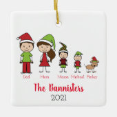 Niedlicher Weihnachtscharakter mit Begleiter Keramikornament (Vorderseite)