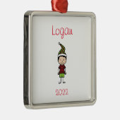 Niedlicher Weihnachtscharakter Personalisierte Kin Ornament Aus Metall (Rechts)