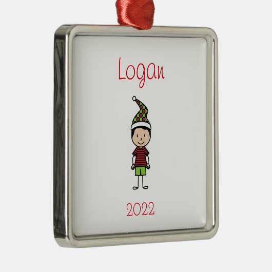 Niedlicher Weihnachtscharakter Personalisierte Kin Ornament Aus Metall (Rechts)