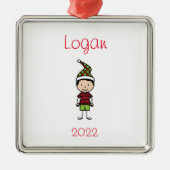 Niedlicher Weihnachtscharakter Personalisierte Kin Ornament Aus Metall (Vorne)