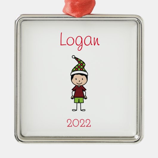 Niedlicher Weihnachtscharakter Personalisierte Kin Ornament Aus Metall (Vorne)