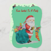 Niedlicher Weihnachtsclaus Einladung (Vorne/Hinten)