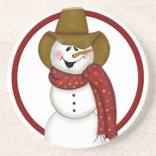 Niedlicher Weihnachtscowboy Snowman Sandstein Untersetzer