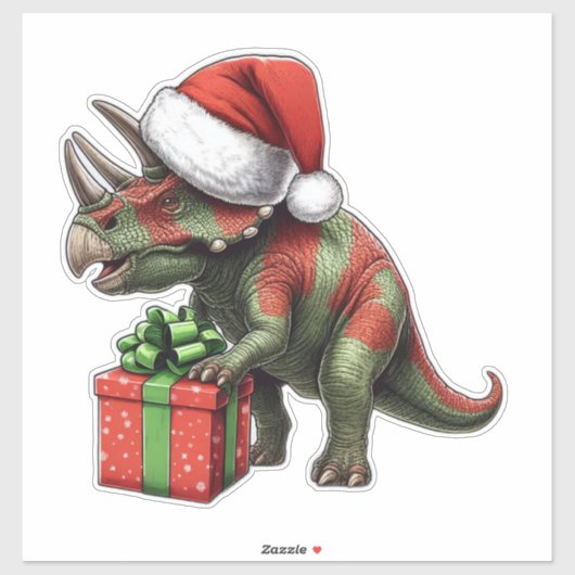 Niedlicher Weihnachtsdinosaurier Aufkleber (Blatt)