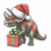 Niedlicher Weihnachtsdinosaurier Aufkleber (Vorderseite)