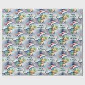 Niedlicher Weihnachtsdinosaurier Geschenkpapier (Flach)