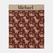 Niedlicher Weihnachtsdinosaurier hinzufügen Namens Fleecedecke (Vorderseite)