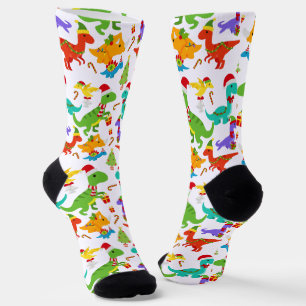 Niedlicher Weihnachtsdinosaurier Socken