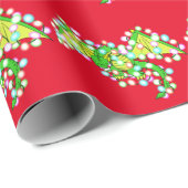 Niedlicher Weihnachtsdrache in Lichtern verpackt Geschenkpapier (Rolleneckpunkt)