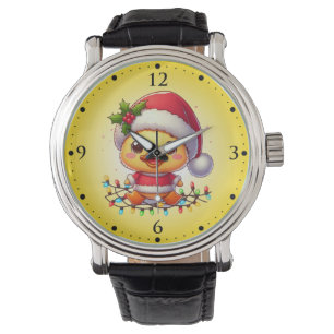 Niedlicher Weihnachtsduck-Cartoon Santa-68362 Armbanduhr