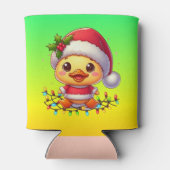 Niedlicher Weihnachtsduck-Cartoon Santa-68362 Dosenkühler (Rückseite)