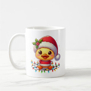 Niedlicher Weihnachtsduck-Cartoon Santa-68362 Kaffeetasse