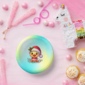 Niedlicher Weihnachtsduck-Cartoon Santa-68362 Pappteller (Party)