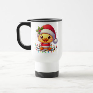 Niedlicher Weihnachtsduck-Cartoon Santa-68362 Reisebecher