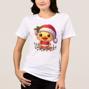 Niedlicher Weihnachtsduck-Cartoon Santa-68362 Tri-Blend Shirt