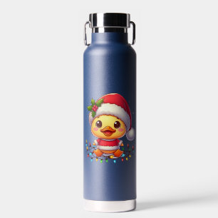 Niedlicher Weihnachtsduck-Cartoon Santa-68362 Trinkflasche