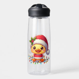 Niedlicher Weihnachtsduck-Cartoon Santa-68362 Trinkflasche