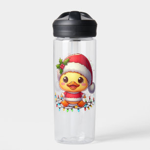 Niedlicher Weihnachtsduck-Cartoon Santa-68362 Trinkflasche