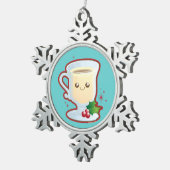 Niedlicher Weihnachtseierpunsch Schneeflocken Zinn-Ornament (Rechts)