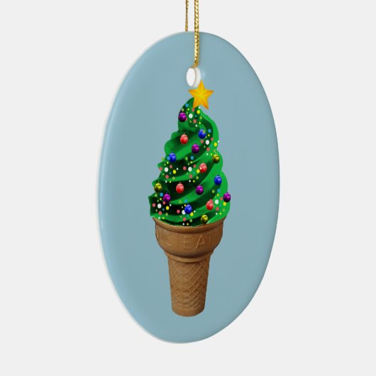 Niedlicher Weihnachtseiscreme-Baum-moderne Keramikornament (Rechts)