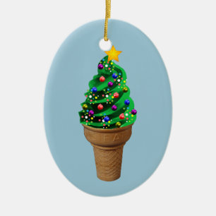 Niedlicher Weihnachtseiscreme-Baum-moderne Keramikornament