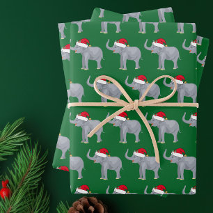 Niedlicher Weihnachtselementar Grüne Kinder Urlau Geschenkpapier Set