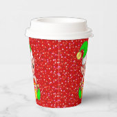 Niedlicher Weihnachtself am Roten Glitzer Pappbecher (Rechts)