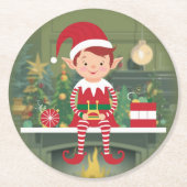 Niedlicher Weihnachtself auf dem Untersetzer für S (Vorderseite)