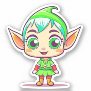 Niedlicher Weihnachtself Aufkleber