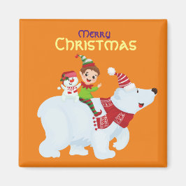 Niedlicher Weihnachtself Eisbär Schneemann Platz Magnet