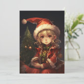 Niedlicher Weihnachtself Feiertagskarte (Stehend Vorderseite)