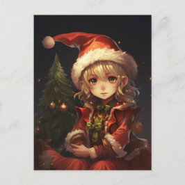 Niedlicher Weihnachtself Feiertagspostkarte