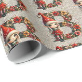 Niedlicher Weihnachtself-Festbrief B Geschenkpapier (Rolleneckpunkt)