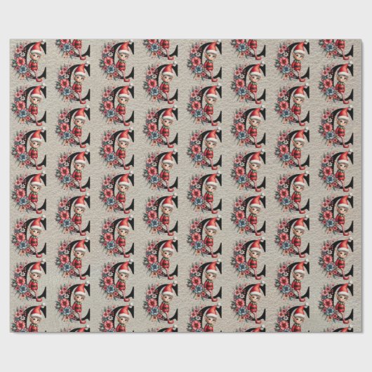 Niedlicher Weihnachtself-Festbrief C Geschenkpapier (Flach)