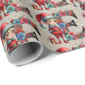 Niedlicher Weihnachtself-Festbrief E Geschenkpapier (Rolleneckpunkt)