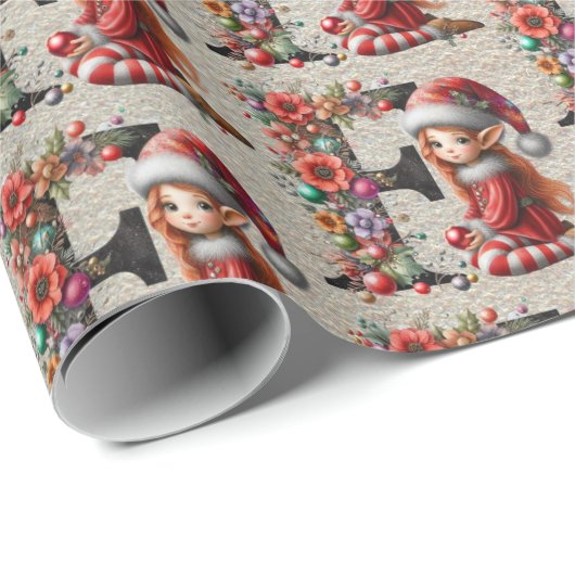 Niedlicher Weihnachtself-Festbrief F Geschenkpapier (Rolleneckpunkt)