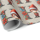 Niedlicher Weihnachtself-Festbrief H Geschenkpapier (Rolleneckpunkt)