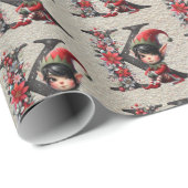 Niedlicher Weihnachtself-Festbrief K Geschenkpapier (Rolleneckpunkt)