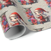 Niedlicher Weihnachtself-Festbrief L Geschenkpapier (Rolleneckpunkt)