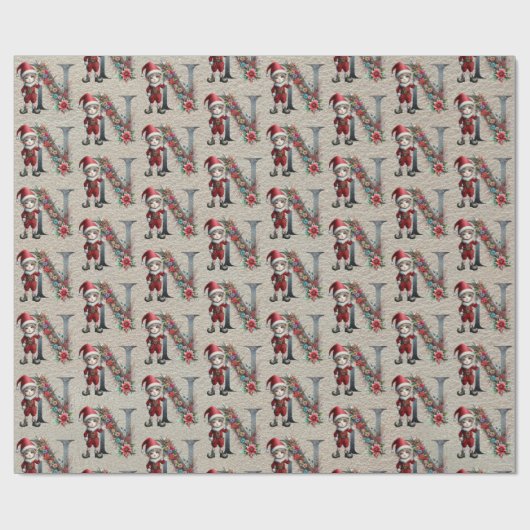 Niedlicher Weihnachtself-Festbrief N Geschenkpapier (Flach)