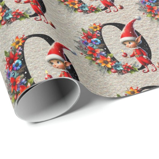 Niedlicher Weihnachtself-Festbrief O Geschenkpapier (Rolleneckpunkt)