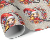 Niedlicher Weihnachtself-Festbrief Q Geschenkpapier (Rolleneckpunkt)