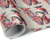 Niedlicher Weihnachtself-Festbrief V Geschenkpapier (Rolleneckpunkt)