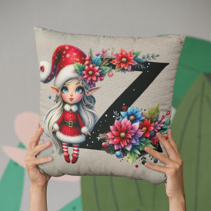 Niedlicher Weihnachtself Festlich Z Faux-Tan-Leder Kissen