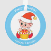 Niedlicher Weihnachtself für Oma & Opa Ornament (Rückseite)