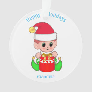 Niedlicher Weihnachtself für Oma Ornament