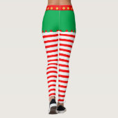 Niedlicher Weihnachtself gestreift Leggings (Rückseite)