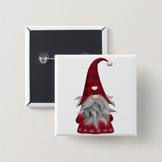 Niedlicher Weihnachtself Gnome Button (Vorne & Hinten)
