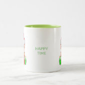 Niedlicher Weihnachtself & Happy Time Calligraphy Zweifarbige Tasse (Mittel)
